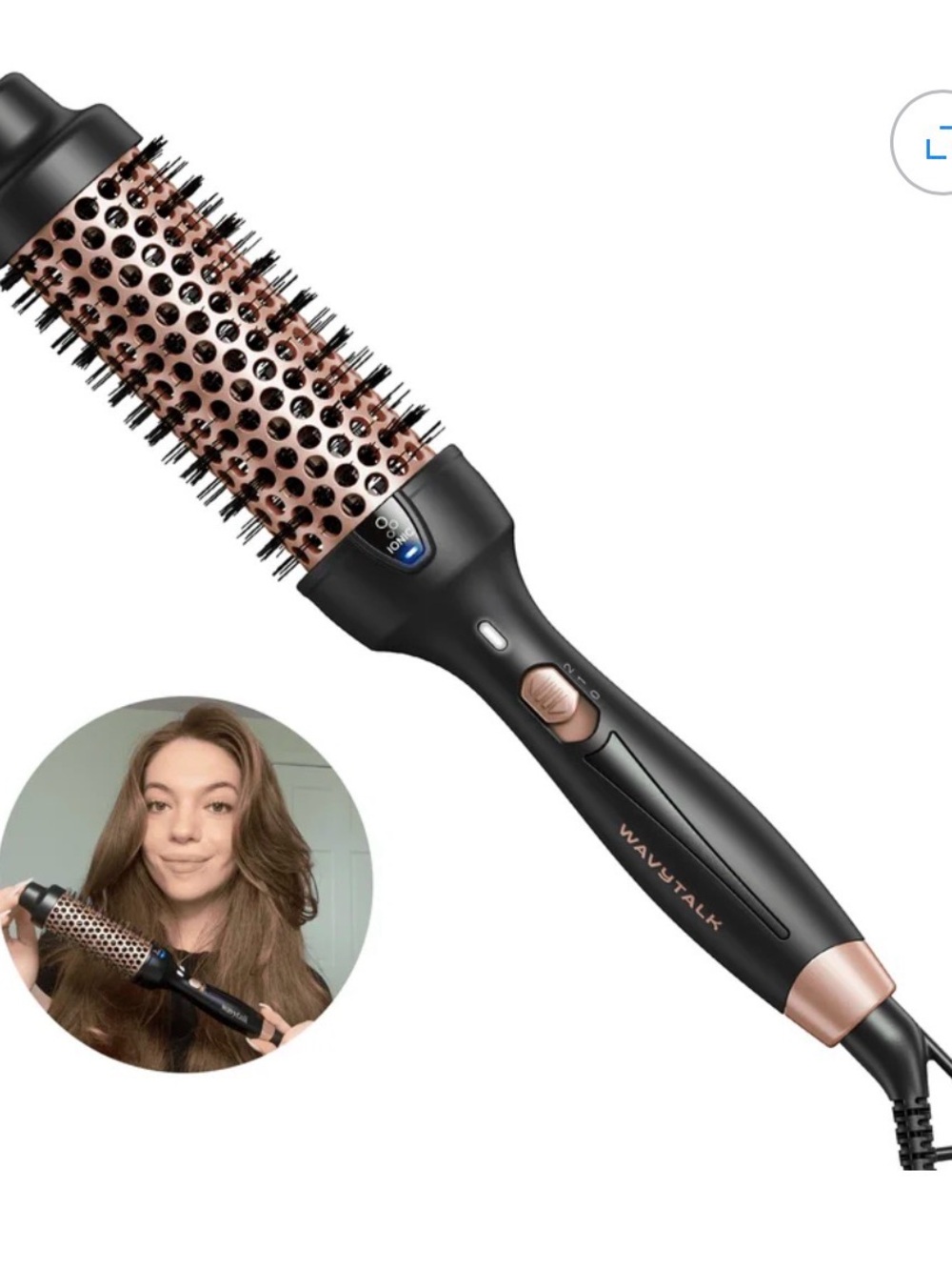 New 1.5 inch Wavytalk Black and Rose Gold Hot Air Round Brush - Women Hair Tool